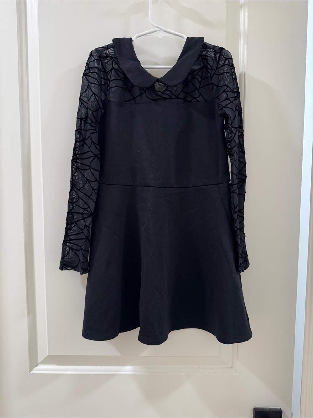 Girls' Spider Web Sleeved Peter Pan Collar Dress